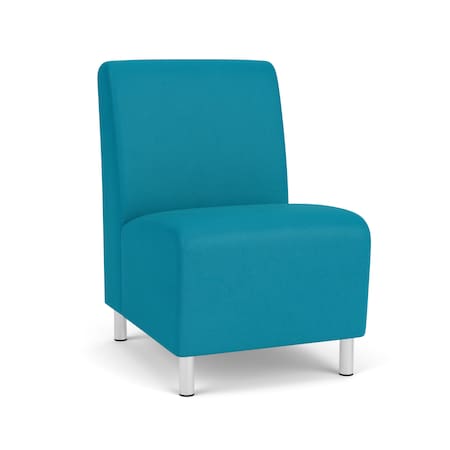 Lesro Siena Lounge Reception Armless Guest Chair, Brushed Steel, OH Waterfall Upholstery SN1102